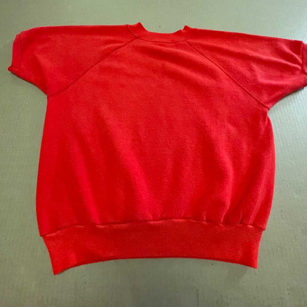 Vintage Short Sleeve Raglan Sweatshirt Red Plain Blank 70s 80s Pit to Pit 20.5